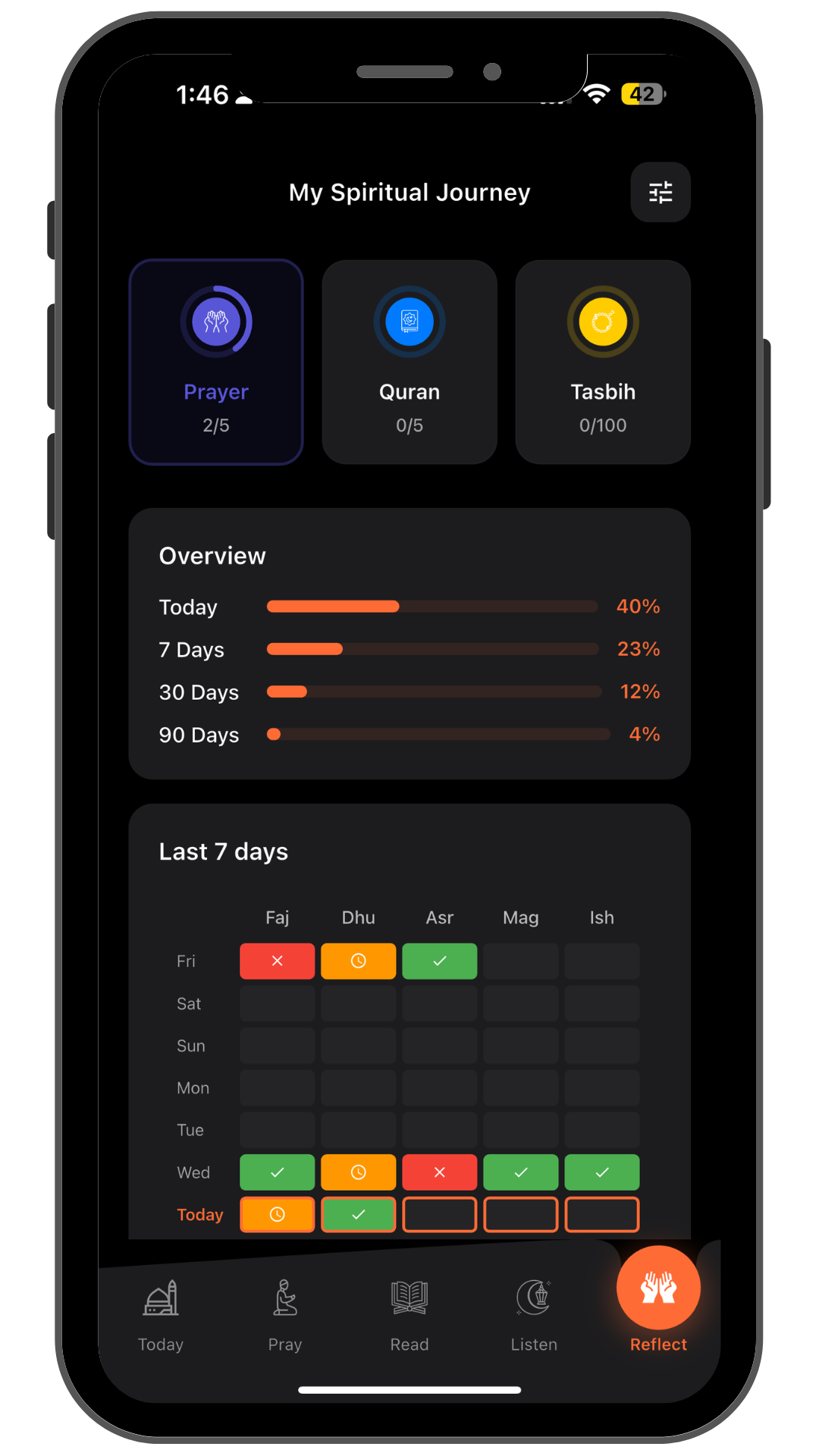 JustDeen Mobile Companion - Dark theme