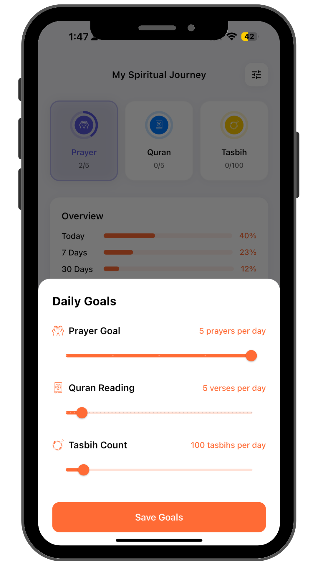 Set Your Own Goals with Complete Privacy - Light theme