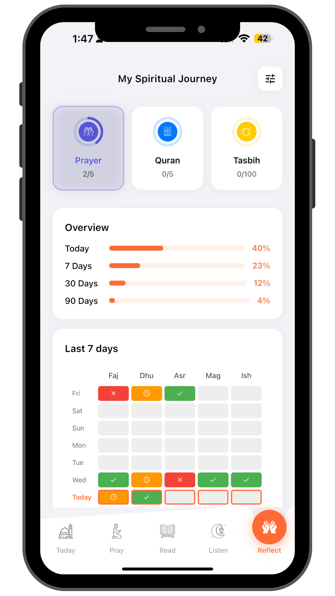 JustDeen Mobile Companion - Light theme